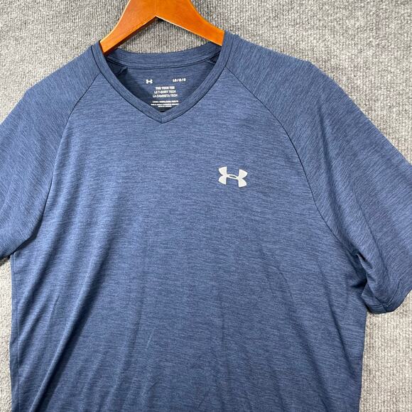 Under Armour The Tech Tee Shirt Men's Large Blue Performance SS Casual Active - Picture 2 of 8
